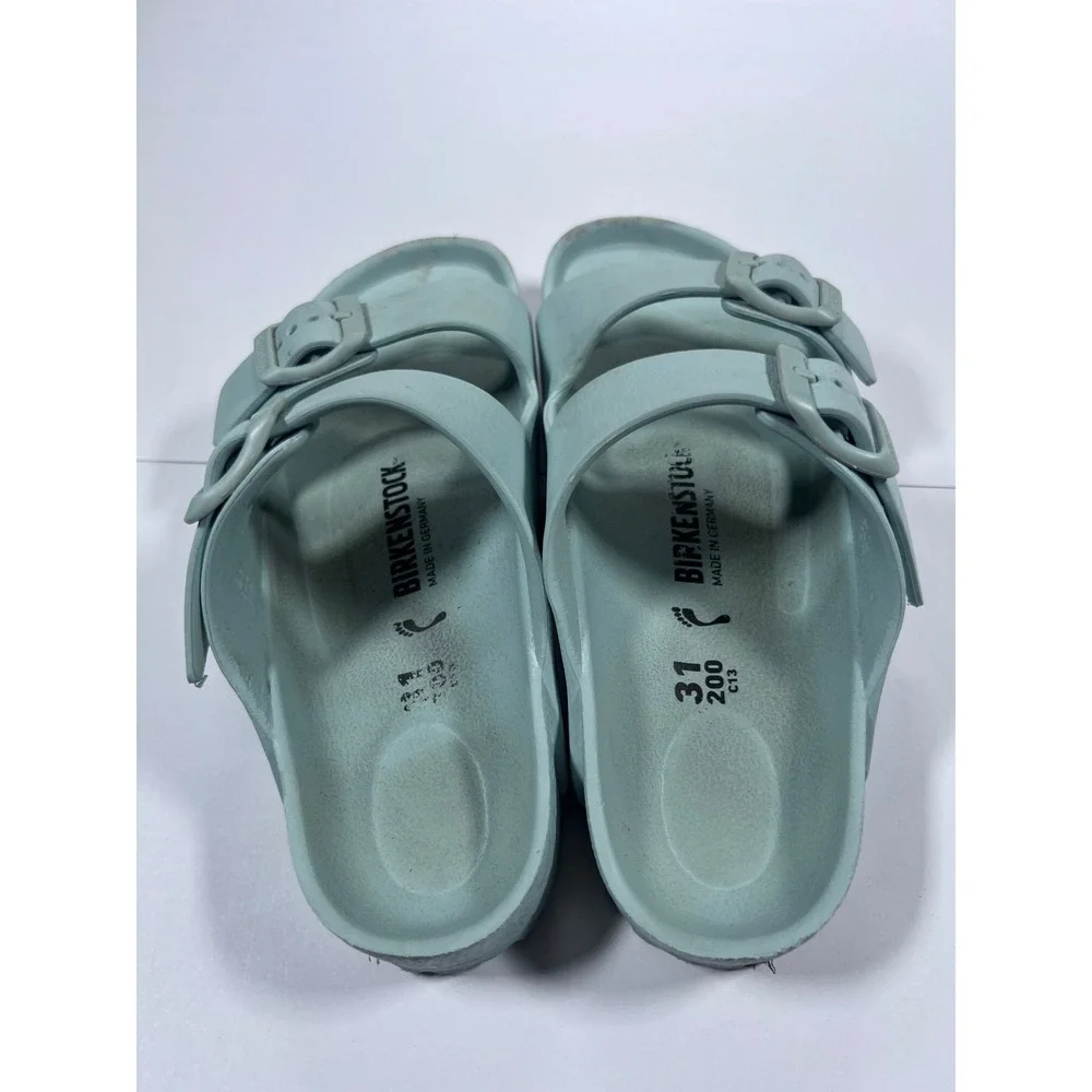 Birkenstock Arizona EVA Kids 31 Seafoam Blue Waterproof Two Strap Slide Sandals